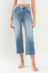 Olivia Super High Rise Raw Hem Wide Leg Jean