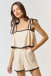 Lucy Linen Tie Strap Romper