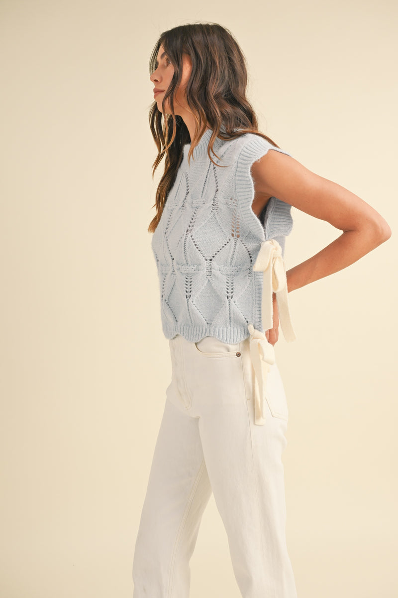 Wyatt Scalloped Side Bow Knit Vest