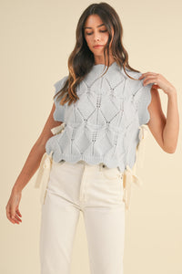 Wyatt Scalloped Side Bow Knit Vest