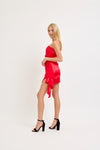 Rachel Ruffle Mini Dress in Red