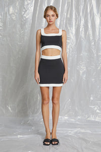 Gigi Black and White Contrast Skirt Set