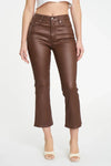 DAZE Shy Girl Coated High Rise Crop Flare in Coated Espresso