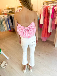 Alice Striped Bow Top in Blue and Pink