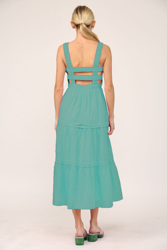 Zoe Lattice Back Smocked Bodice Maxi Dress