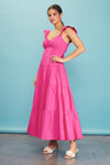 Mamie Ruffle Sleeve Maxi in Flamingo