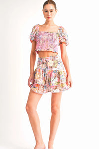 Paige Pink Floral Ruffle Skirt Set