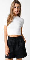 Debbie Knit Crop Top in White