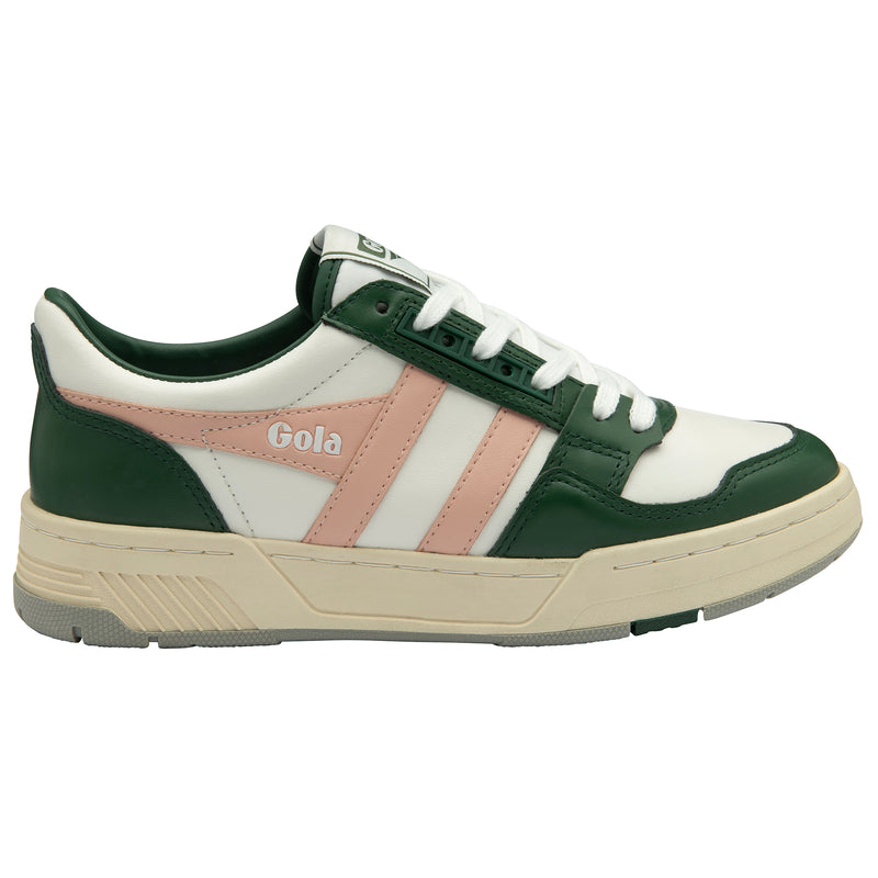 Gola Challenge Sneaker in White/Evergreen/Pearl Pink