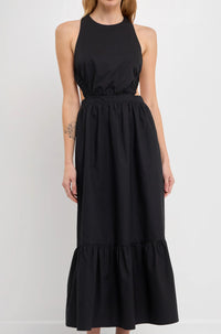 Allie Elastic Detail Sleeveless Dress in Black