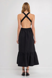 Allie Elastic Detail Sleeveless Dress in Black