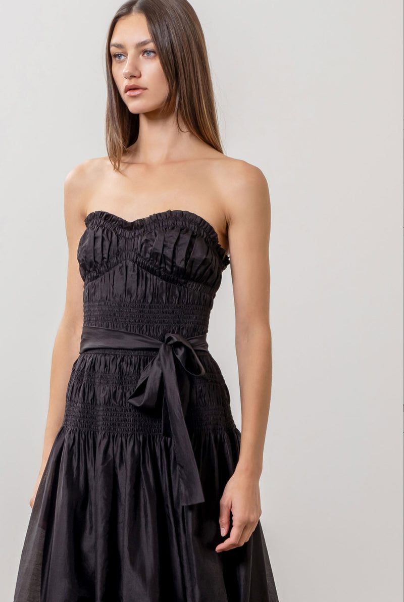 Moon River Strapless Midi Dress