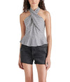 Steve Madden Kosta Top in Black and Navy Stripe