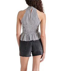 Steve Madden Kosta Top in Black and Navy Stripe