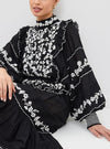 Farm Rio Embroidered Ruffle Long Sleeve Blouse