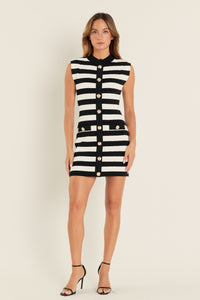 Avery Mock Neck Striped Mini Dress