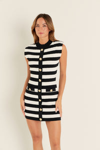 Avery Mock Neck Striped Mini Dress