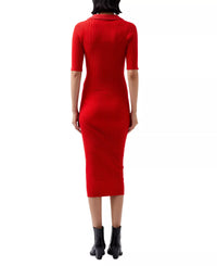 French Connection Cosysoft V-Neck Midi Dress in Mars Red