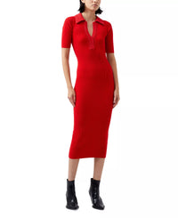 French Connection Cosysoft V-Neck Midi Dress in Mars Red