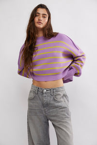 Free People Stripe Easy Street Crop Pullover