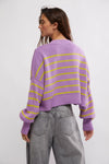 Free People Stripe Easy Street Crop Pullover