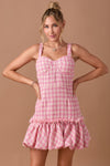 Abby Tweed Pink Bubble Hem Mini Dress