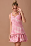 Abby Tweed Pink Bubble Hem Mini Dress