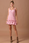 Abby Tweed Pink Bubble Hem Mini Dress