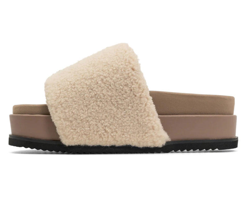 ROAM Fuzzy Stripe Stack Platform in Natural/Cement Shearling