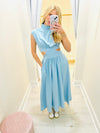 Ava Side Cut Out Maxi Dress in pink and light blue