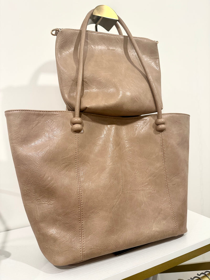 Remi/Reid Celeste Tote in cream and taupe