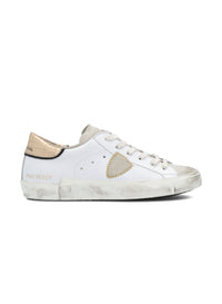 Philippe Model PRSX Low Top Leather and White Gold