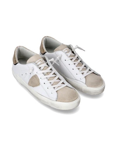 Philippe Model PRSX Low Top Leather and White Gold