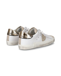 Philippe Model PRSX Low Top Leather and White Gold