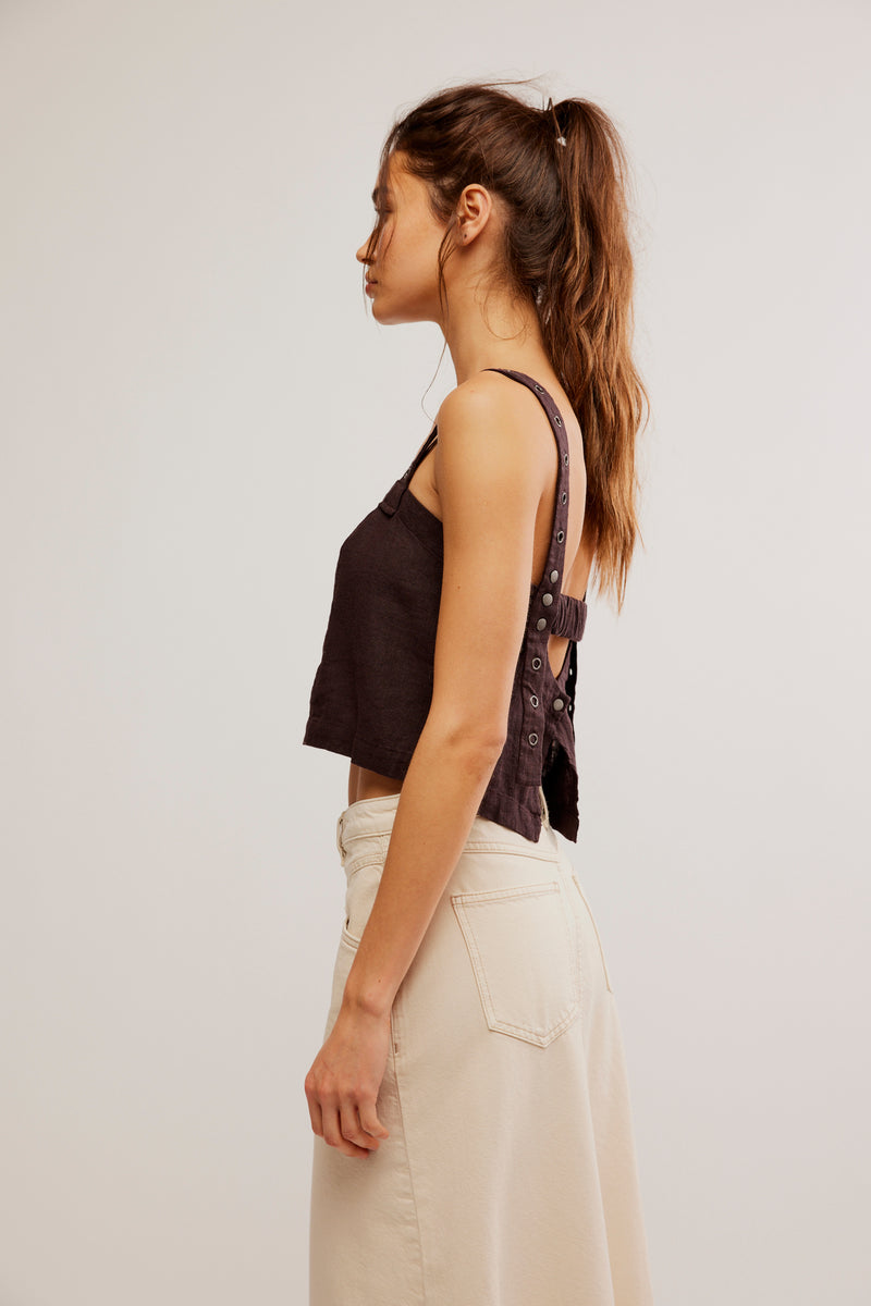 Free People Grommet Tank in Washed Black