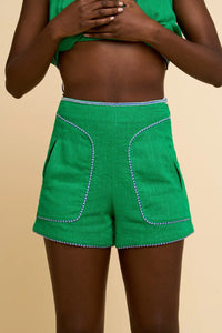 Elodie Linen Short with Piping