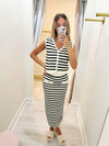 Moon River Button Front Striped Vest