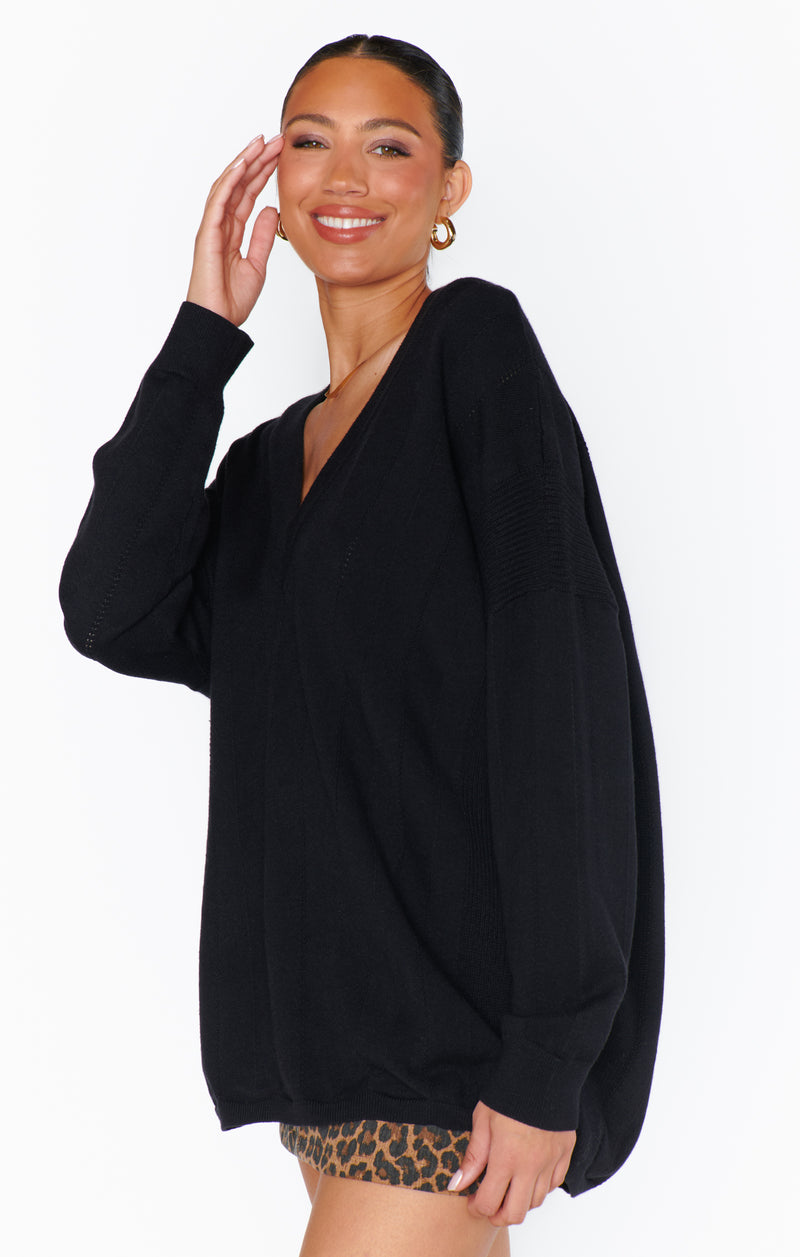 Show Me Your Mumu Ozzy Oversized Black Knit Sweater